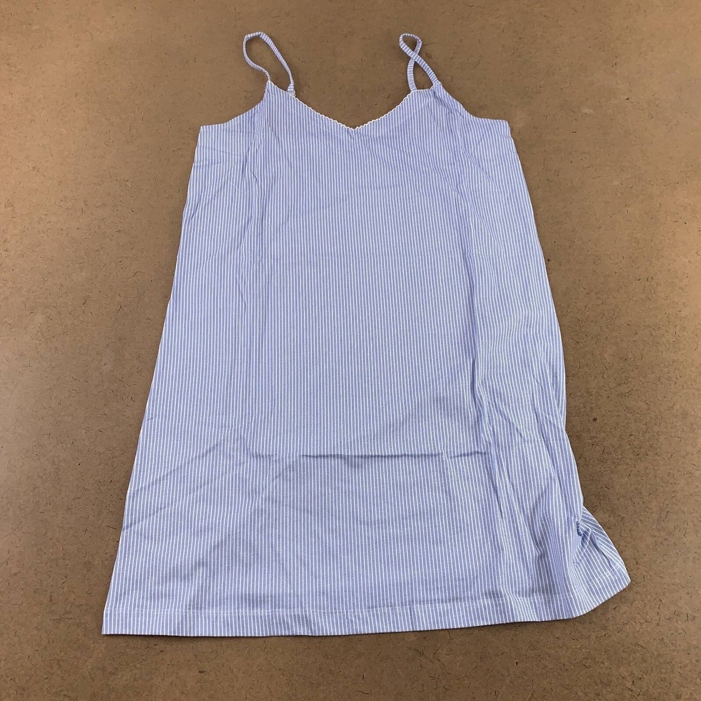 Vivance Dreams Womens Babydoll Chemise Blue Stripe Adjustable Strap 4/6 New